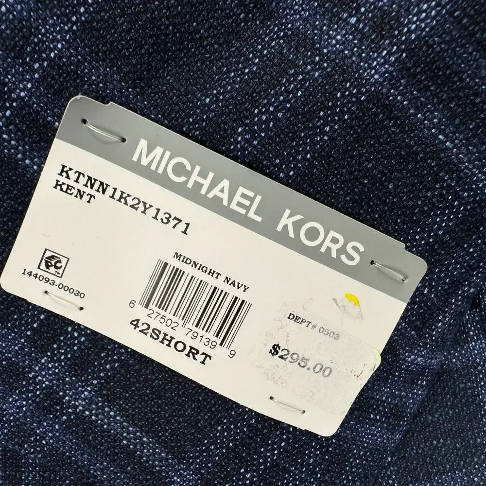 Michael Kors Mens Kent Classic Fit Stretch Plaid Sport Coat Midnight Navy 42S